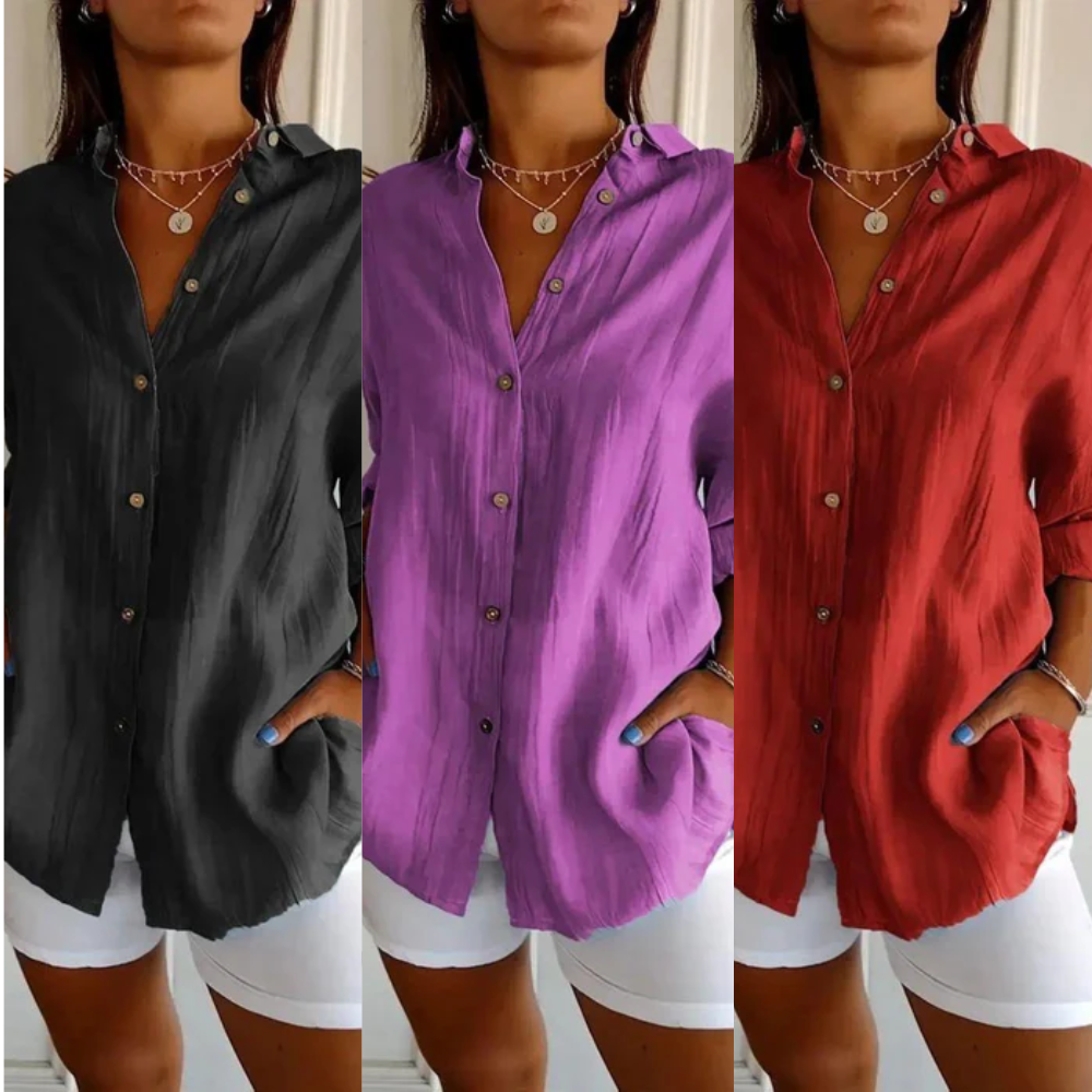 [Liquidação: Compre 1 e Leve 3] Camisa Ibiza em Linho de Algodão com Design Semi Plissado